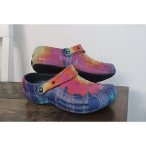 Multicolor Tie-Dye Crocs Classic Clog Slip-On Shoes With Heel Strap - Size M4/W6